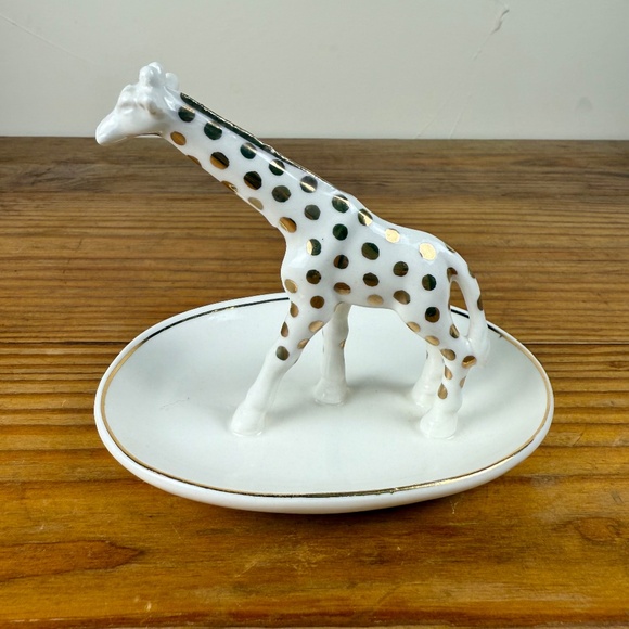 Anthropologie Giraffe Ring Dish | Gold Polka Dots | Trinket Holder - Picture 3 of 15